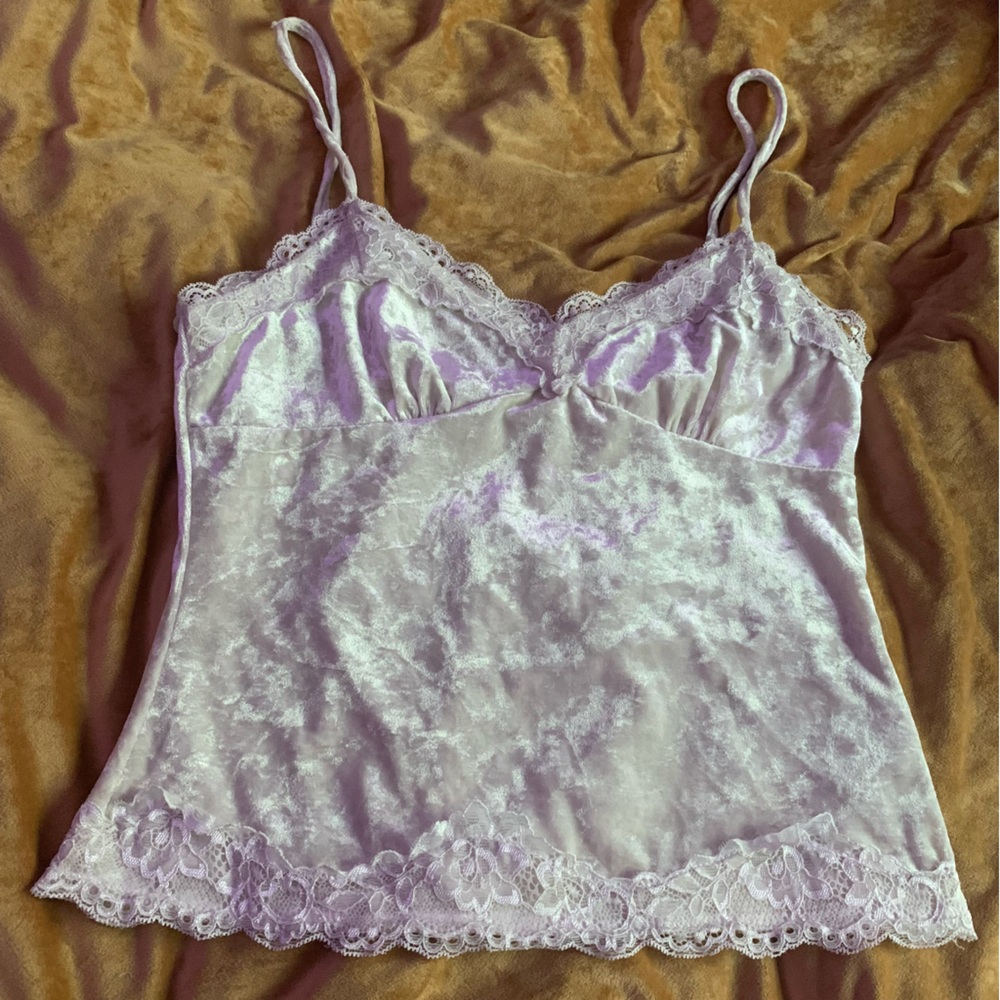 White Velvet and Lace Tank Top